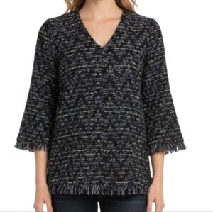 TUCKERNUCK Belfast Metallic Tweed Fringe Top